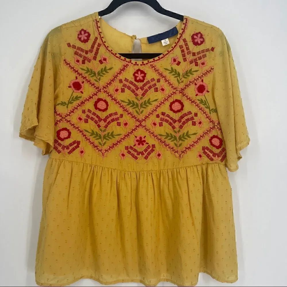 Blue Rose Peasant Blouse 